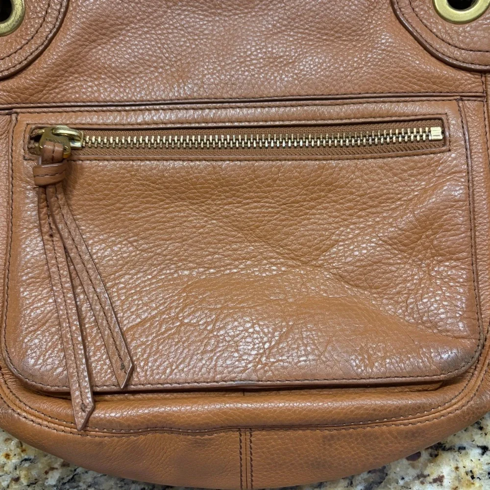 Fossil Karli Hobo Brown Leather Crossbody Bag Convertible Satchel Handbag